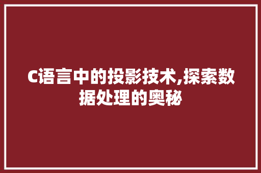 C语言中的投影技术,探索数据处理的奥秘 AI技术学习