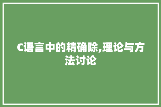 C语言中的精确除,理论与方法讨论 网站优化