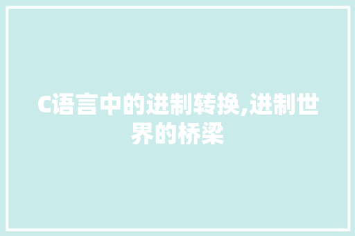 C语言中的进制转换,进制世界的桥梁 网站开发