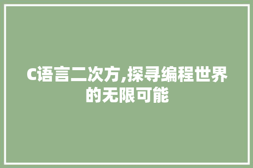 C语言二次方,探寻编程世界的无限可能 360搜优化