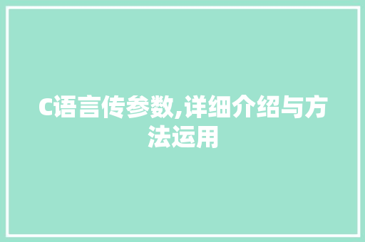 C语言传参数,详细介绍与方法运用