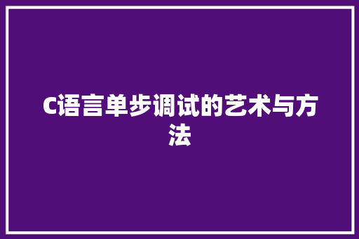 C语言单步调试的艺术与方法