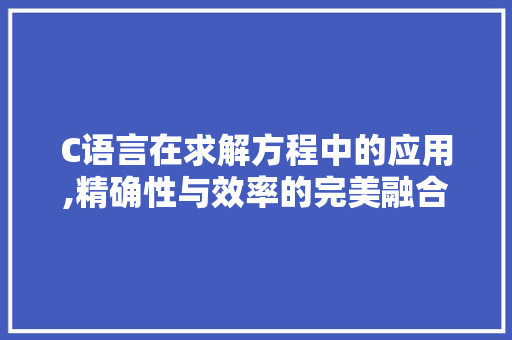 C语言在求解方程中的应用,精确性与效率的完美融合 英文谷歌算法