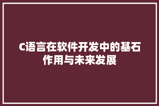 C语言在软件开发中的基石作用与未来发展
