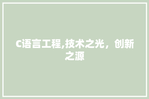 C语言工程,技术之光，创新之源