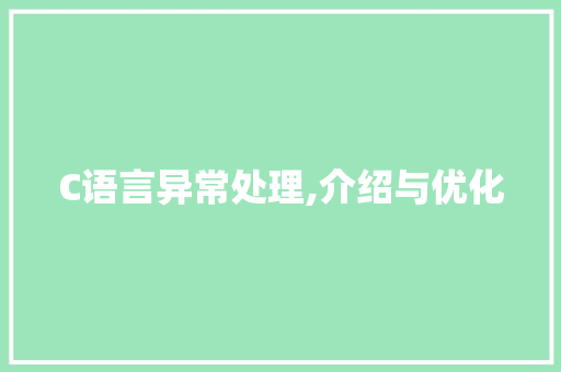 C语言异常处理,介绍与优化
