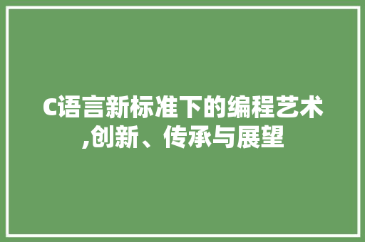C语言新标准下的编程艺术,创新、传承与展望 seo技术