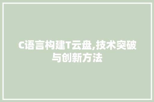 C语言构建T云盘,技术突破与创新方法