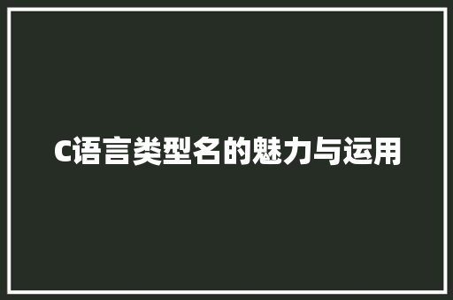C语言类型名的魅力与运用
