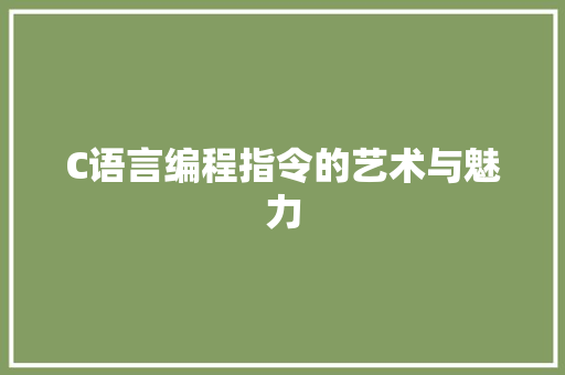 C语言编程指令的艺术与魅力 百度算法