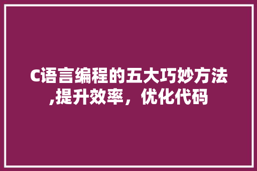 C语言编程的五大巧妙方法,提升效率，优化代码 网站开发