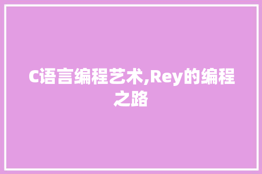 C语言编程艺术,Rey的编程之路