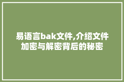 易语言bak文件,介绍文件加密与解密背后的秘密 网站开发