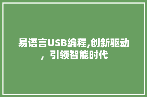 易语言USB编程,创新驱动，引领智能时代