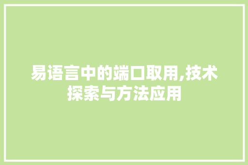 易语言中的端口取用,技术探索与方法应用