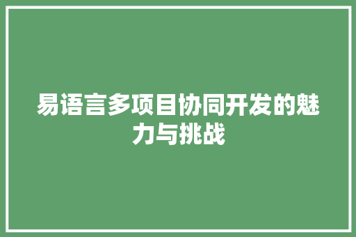易语言多项目协同开发的魅力与挑战