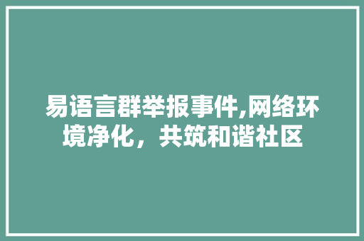 易语言群举报事件,网络环境净化，共筑和谐社区
