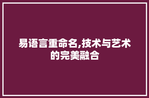 易语言重命名,技术与艺术的完美融合