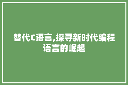 替代C语言,探寻新时代编程语言的崛起 网站开发