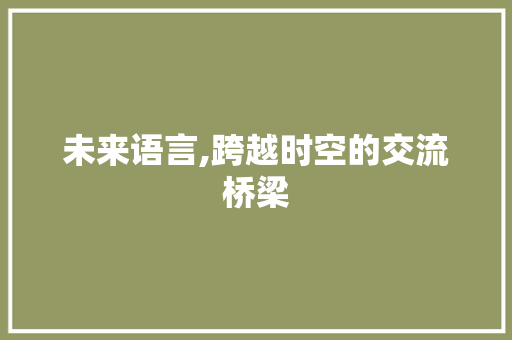 未来语言,跨越时空的交流桥梁