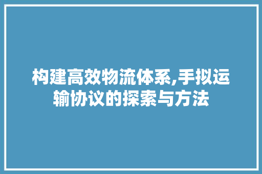 构建高效物流体系,手拟运输协议的探索与方法 英文谷歌算法