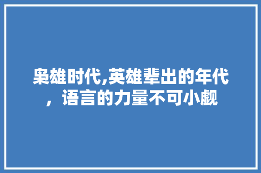 枭雄时代,英雄辈出的年代，语言的力量不可小觑