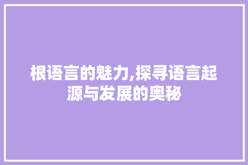 根语言的魅力,探寻语言起源与发展的奥秘