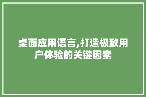 桌面应用语言,打造极致用户体验的关键因素 网站开发