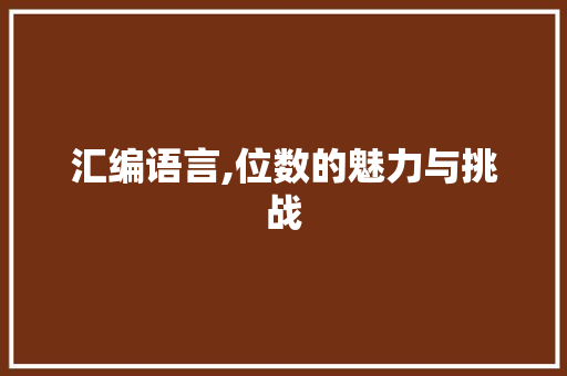 汇编语言,位数的魅力与挑战