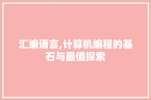 汇编语言,计算机编程的基石与最值探索
