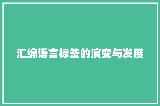 汇编语言标签的演变与发展