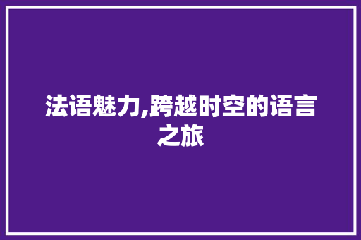 法语魅力,跨越时空的语言之旅