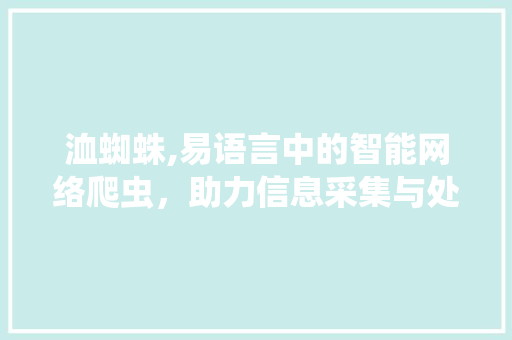 洫蜘蛛,易语言中的智能网络爬虫，助力信息采集与处理