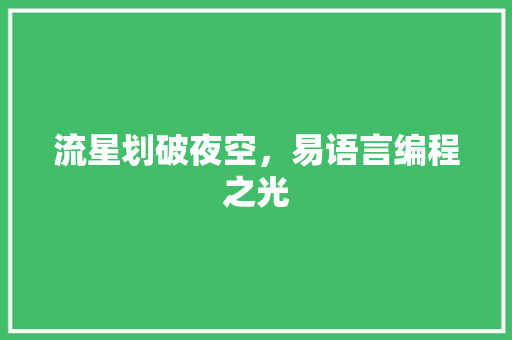 流星划破夜空，易语言编程之光