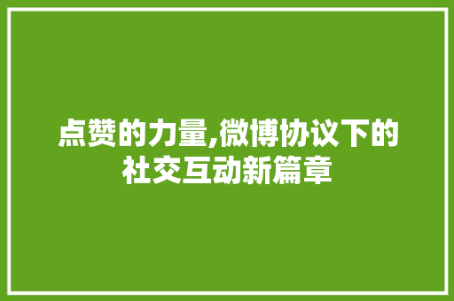 点赞的力量,微博协议下的社交互动新篇章