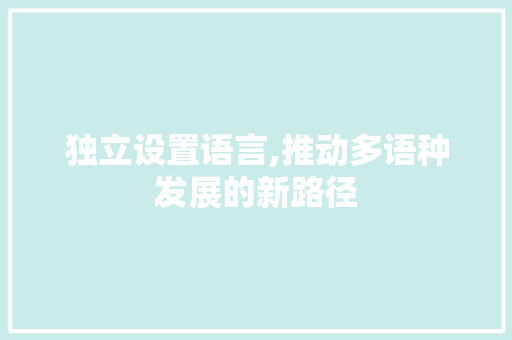 独立设置语言,推动多语种发展的新路径 AI技术学习