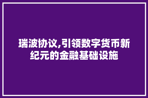 瑞波协议,引领数字货币新纪元的金融基础设施