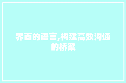 界面的语言,构建高效沟通的桥梁