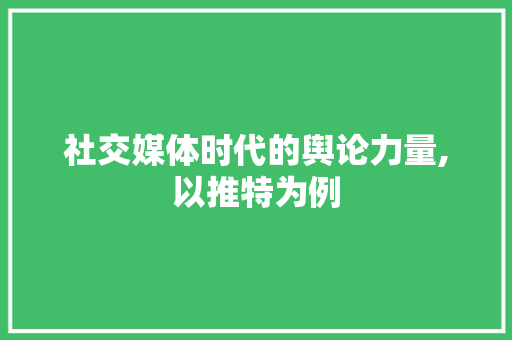 社交媒体时代的舆论力量,以推特为例