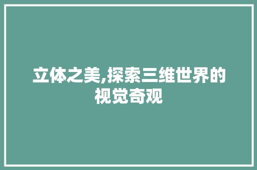 立体之美,探索三维世界的视觉奇观