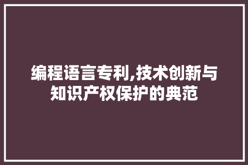 编程语言专利,技术创新与知识产权保护的典范