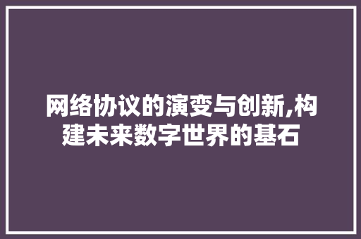 网络协议的演变与创新,构建未来数字世界的基石