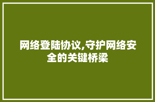 网络登陆协议,守护网络安全的关键桥梁