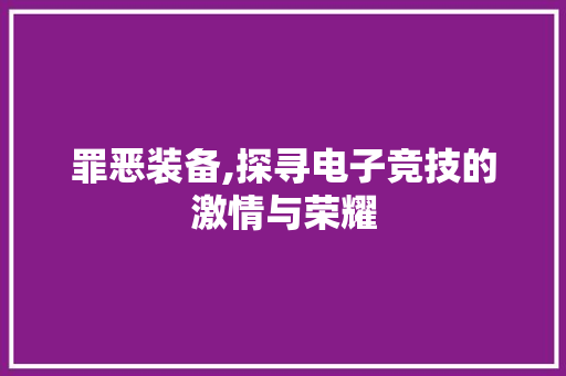 罪恶装备,探寻电子竞技的激情与荣耀 英文谷歌算法