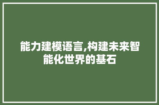 能力建模语言,构建未来智能化世界的基石