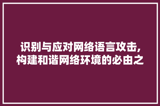识别与应对网络语言攻击,构建和谐网络环境的必由之路 网站开发
