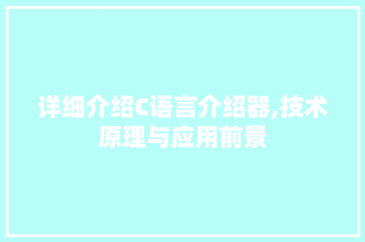 详细介绍C语言介绍器,技术原理与应用前景