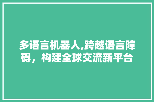 多语言机器人,跨越语言障碍，构建全球交流新平台