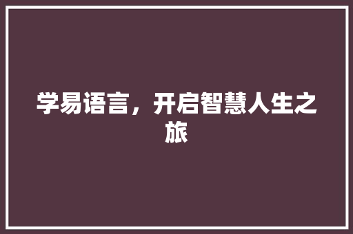 学易语言，开启智慧人生之旅