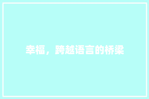 幸福，跨越语言的桥梁 英文谷歌算法